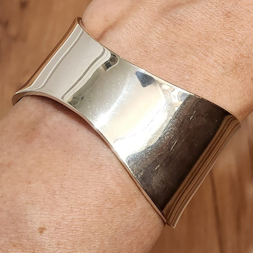 Vintage Sterling Silver Wave Cuff Bracelet